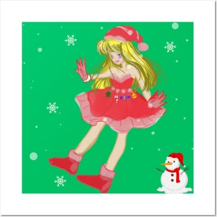 Santa Claus, Christmas girl Posters and Art